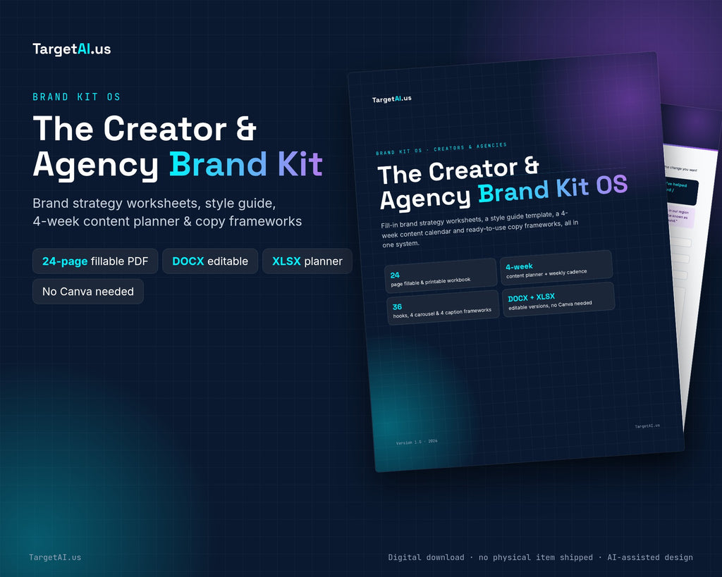 The Creator & Agency Brand Kit OS: Brand Workbook + 4-Week Content Planner