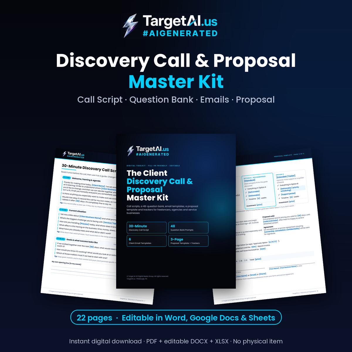 Client Discovery Call & Proposal Master Kit: Call Script, Question Bank, Email Templates and Proposal Template
