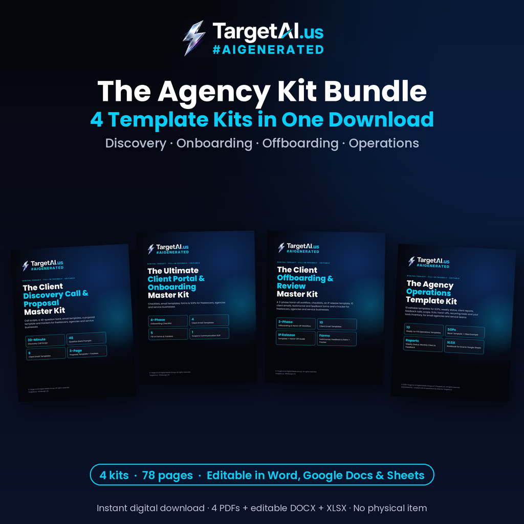 Agency Kit Bundle: Discovery Call & Proposal, Client Onboarding, Offboarding & Review, and Agency Operations Templates