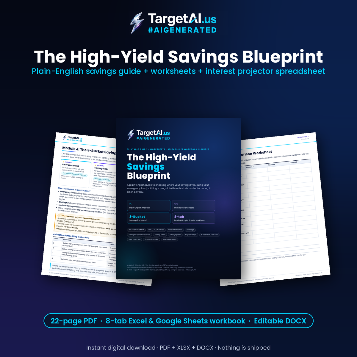 The High-Yield Savings Blueprint: printable guide and savings spreadsheet cover