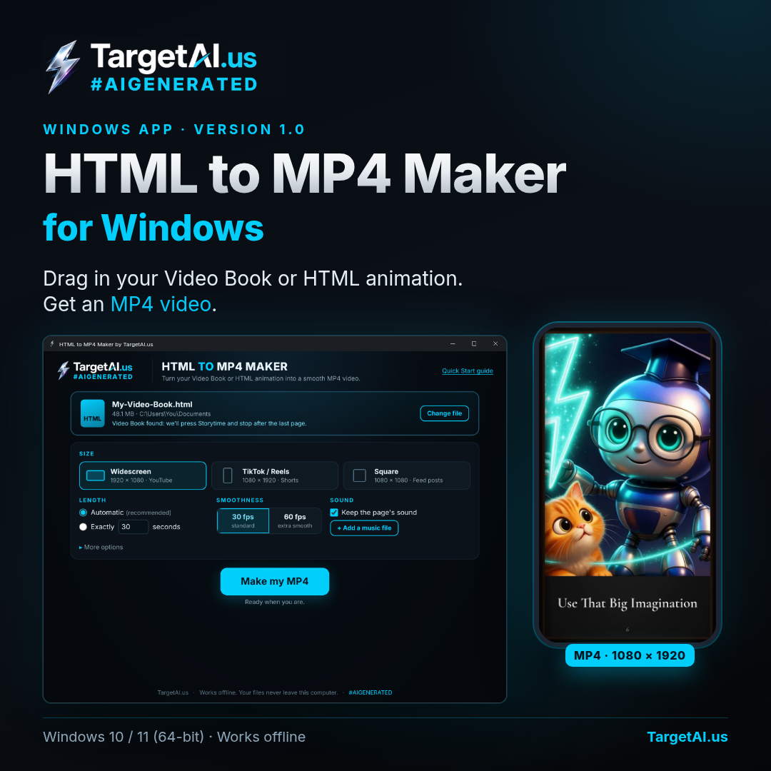 HTML to MP4 Maker - Turn Video Books & HTML Animations into MP4 (Windows)