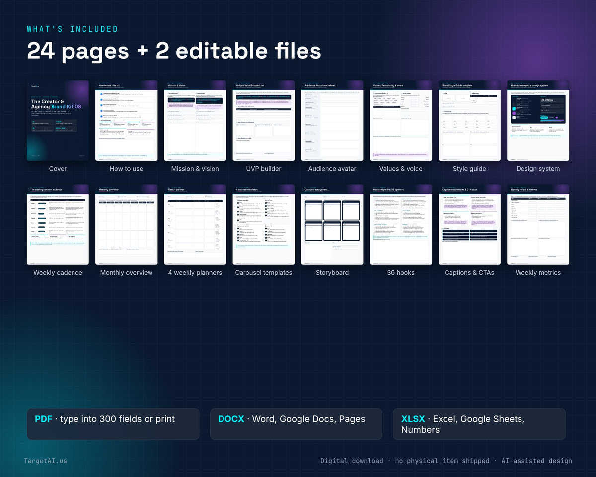 The Creator & Agency Brand Kit OS: Brand Workbook + 4-Week Content Planner