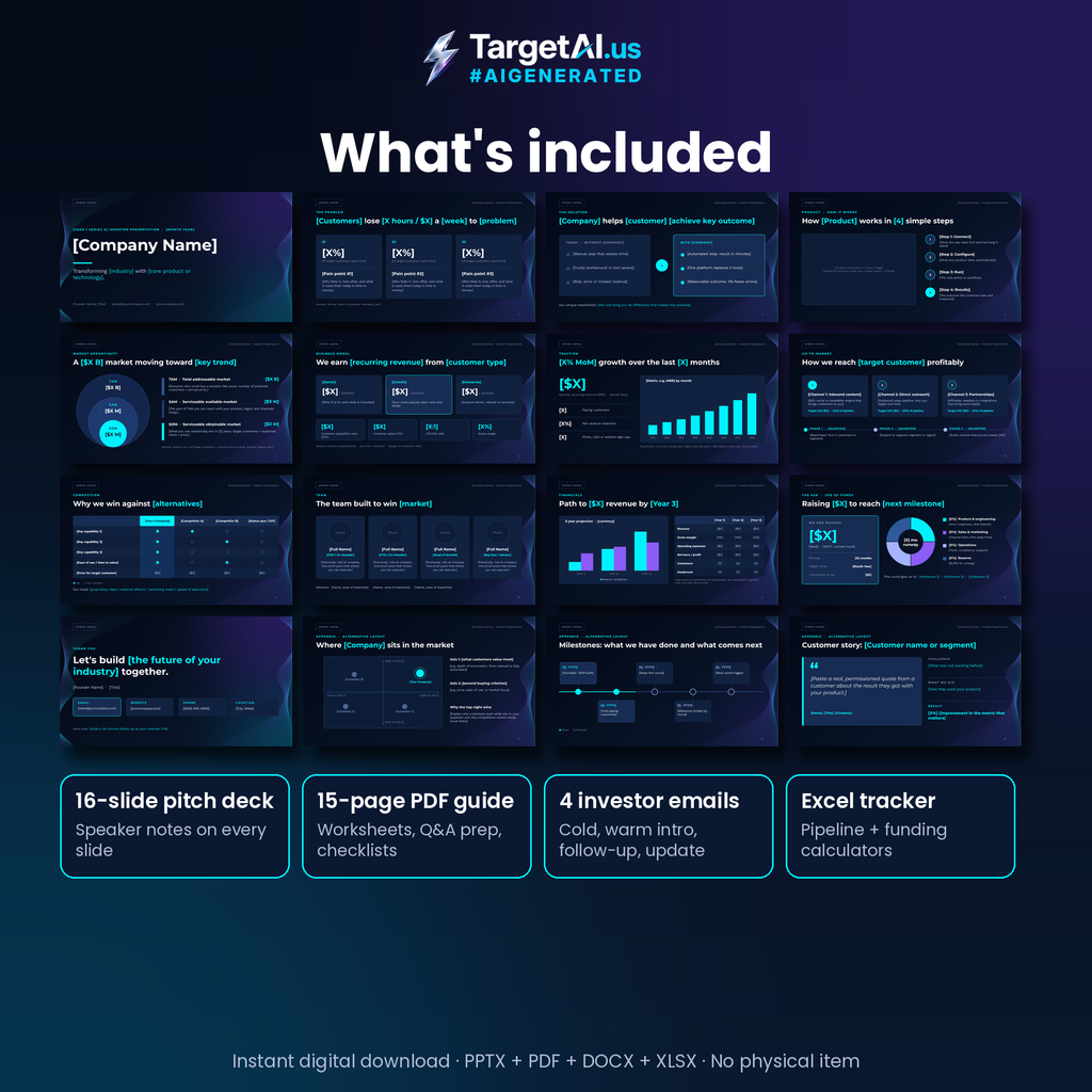 Investor Pitch Deck Kit: Editable Pitch Deck Template + Fundraising Guide