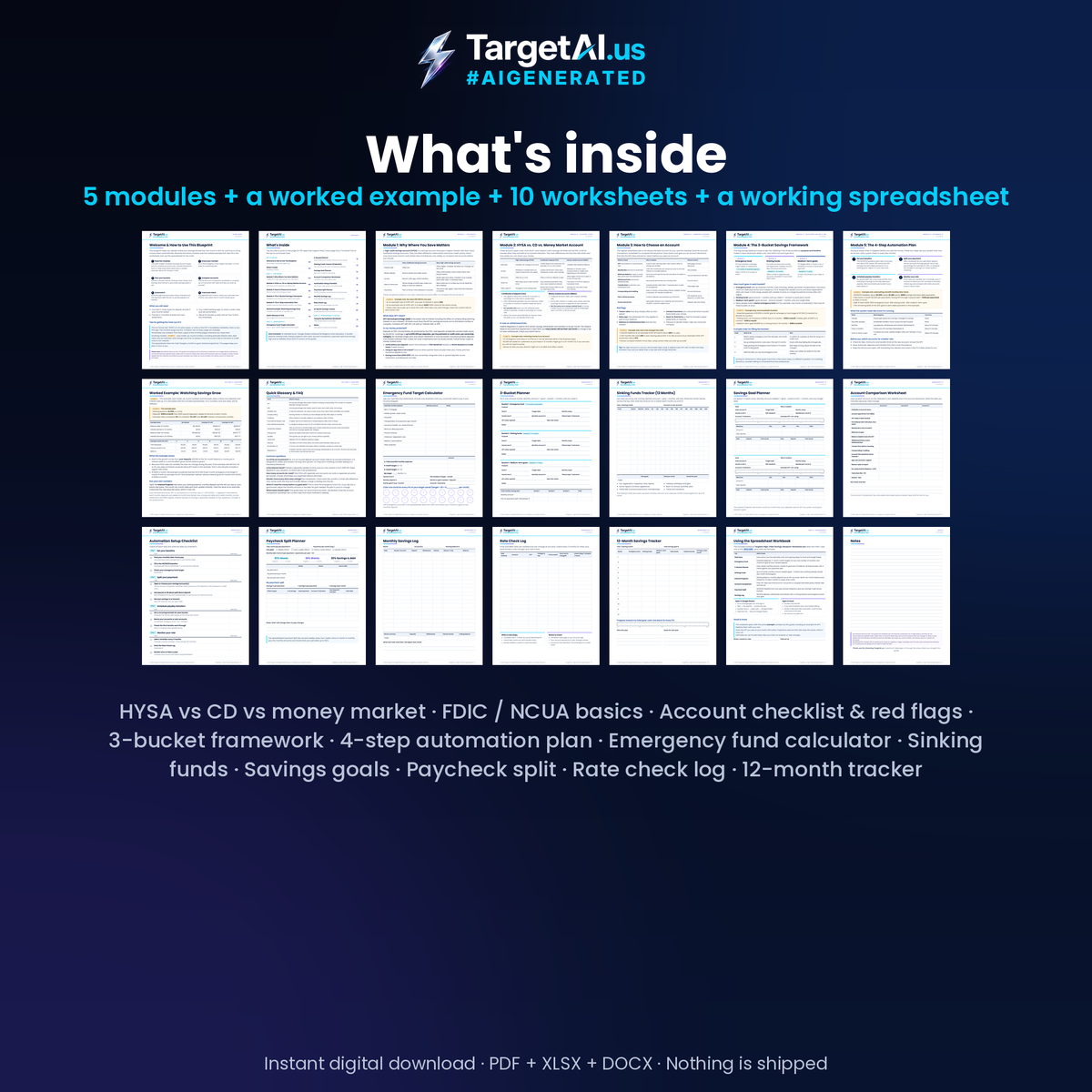What's inside: 22-page guide, 10 worksheets and 8-tab workbook