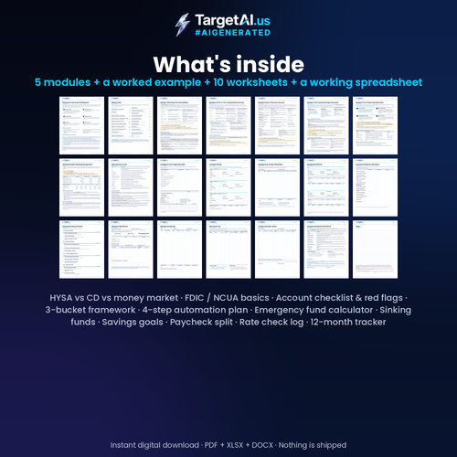 What's inside: 22-page guide, 10 worksheets and 8-tab workbook