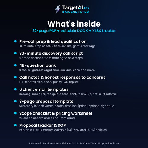 Client Discovery Call & Proposal Master Kit: Call Script, Question Bank, Email Templates and Proposal Template