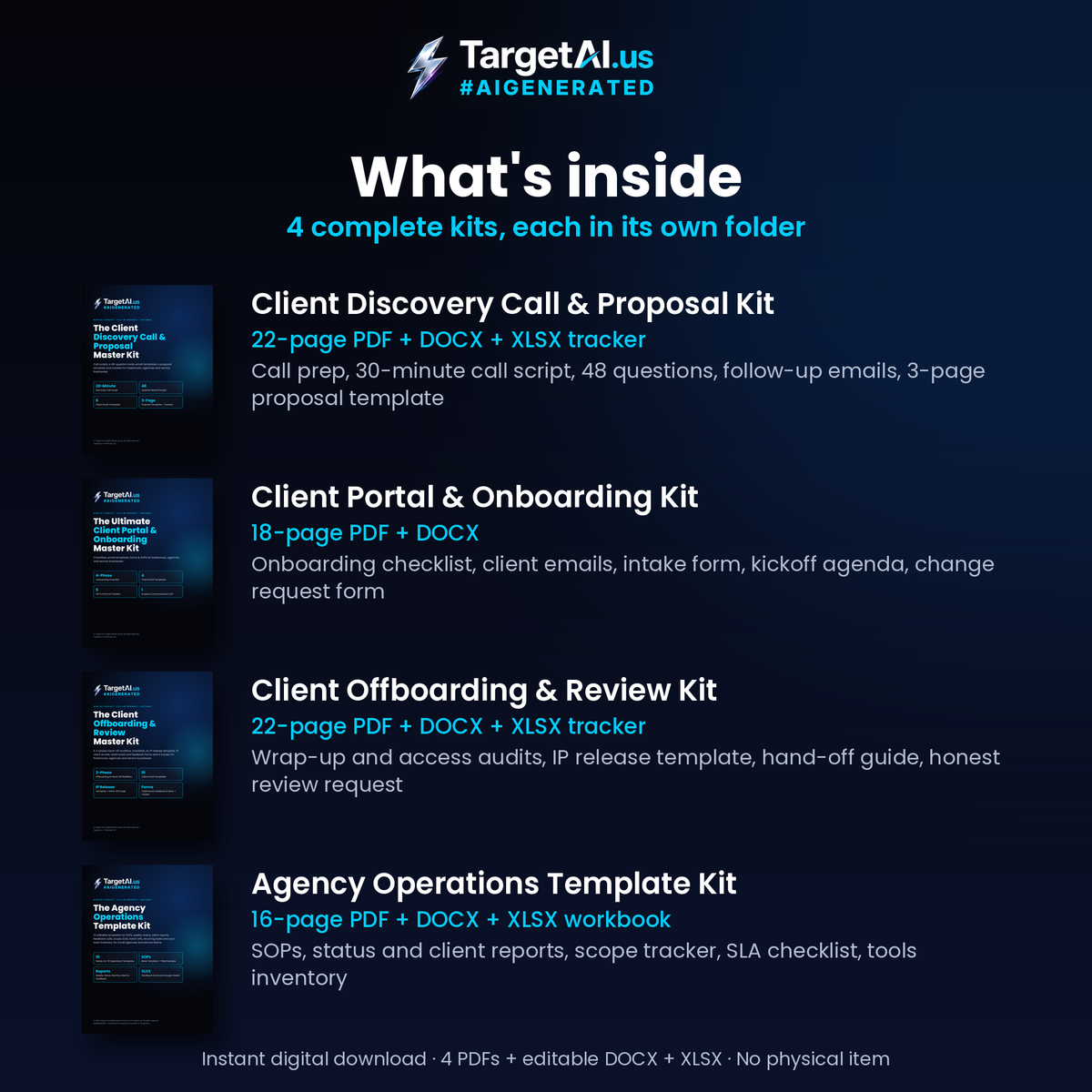 Agency Kit Bundle: Discovery Call & Proposal, Client Onboarding, Offboarding & Review, and Agency Operations Templates