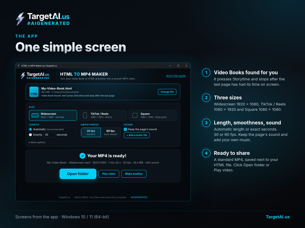 HTML to MP4 Maker - Turn Video Books & HTML Animations into MP4 (Windows)