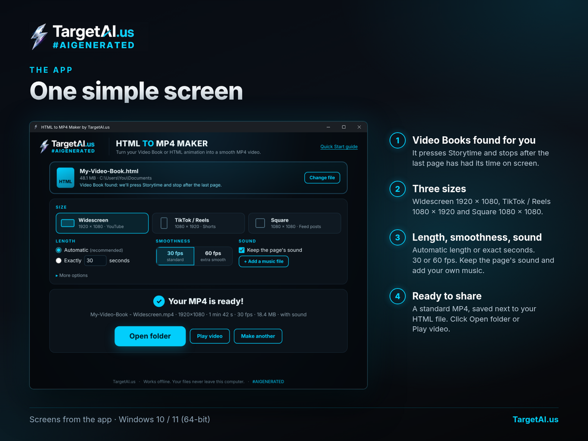 HTML to MP4 Maker - Turn Video Books & HTML Animations into MP4 (Windows)