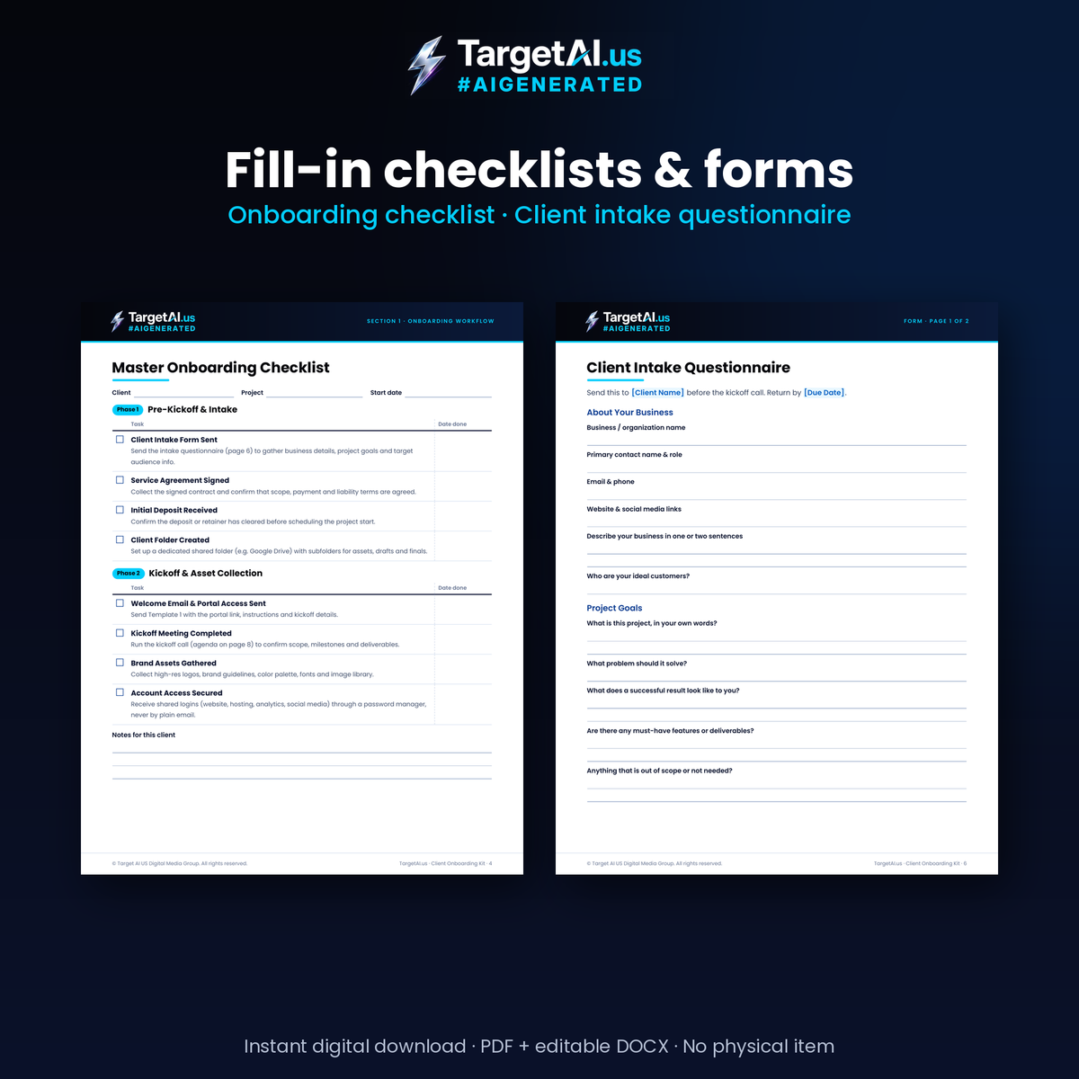 Client Portal & Onboarding Master Kit: Checklists, Email Templates, Forms & SOP