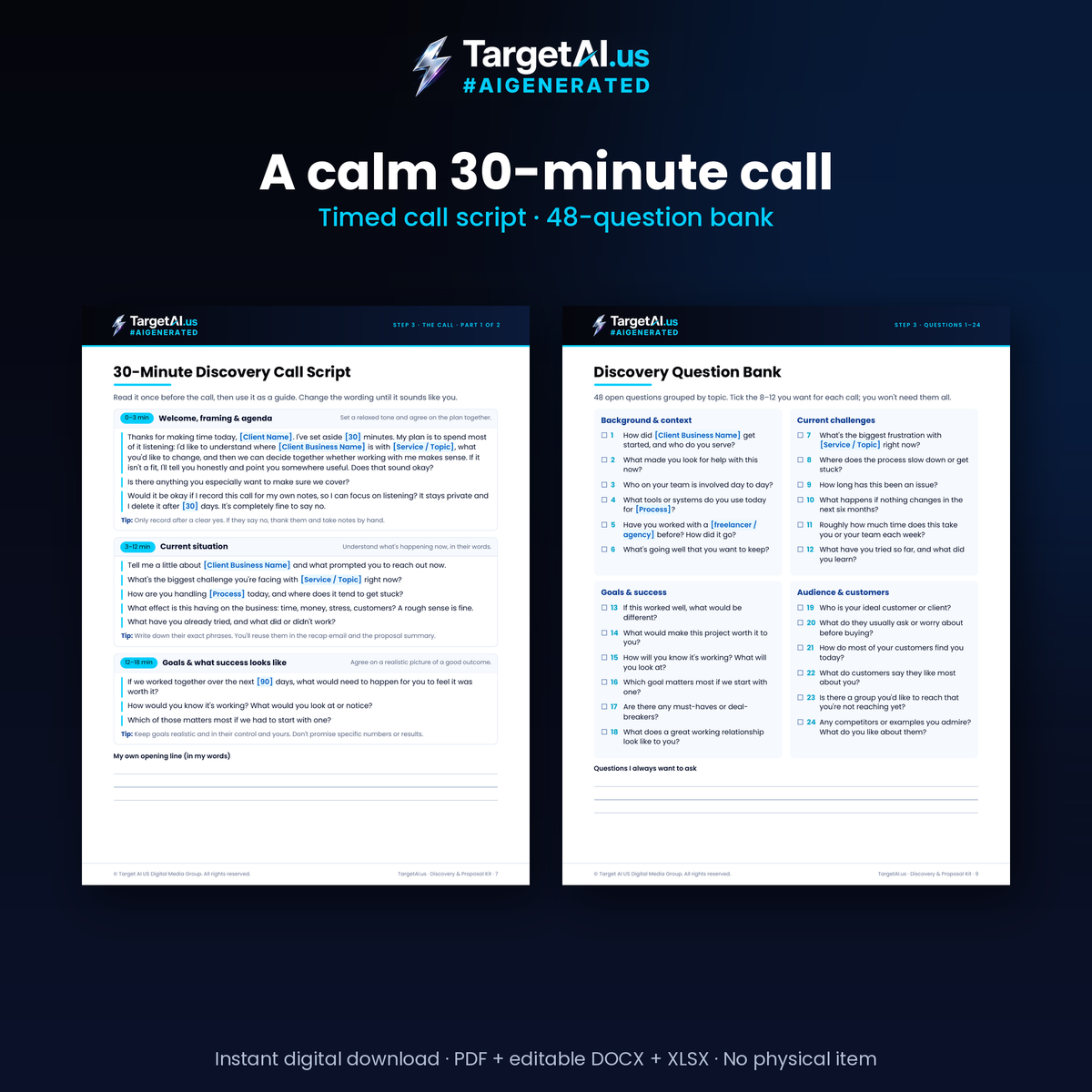 Client Discovery Call & Proposal Master Kit: Call Script, Question Bank, Email Templates and Proposal Template