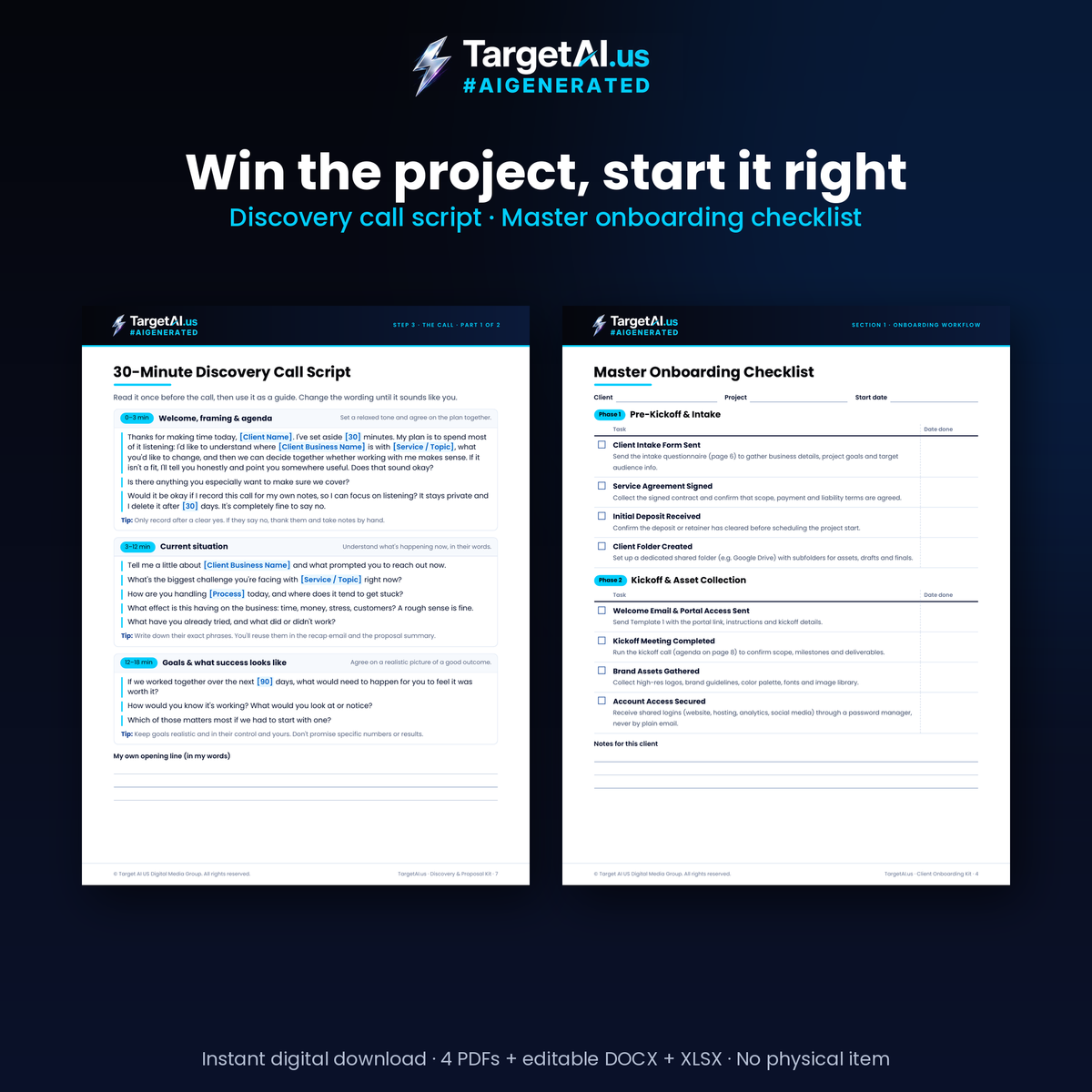 Agency Kit Bundle: Discovery Call & Proposal, Client Onboarding, Offboarding & Review, and Agency Operations Templates