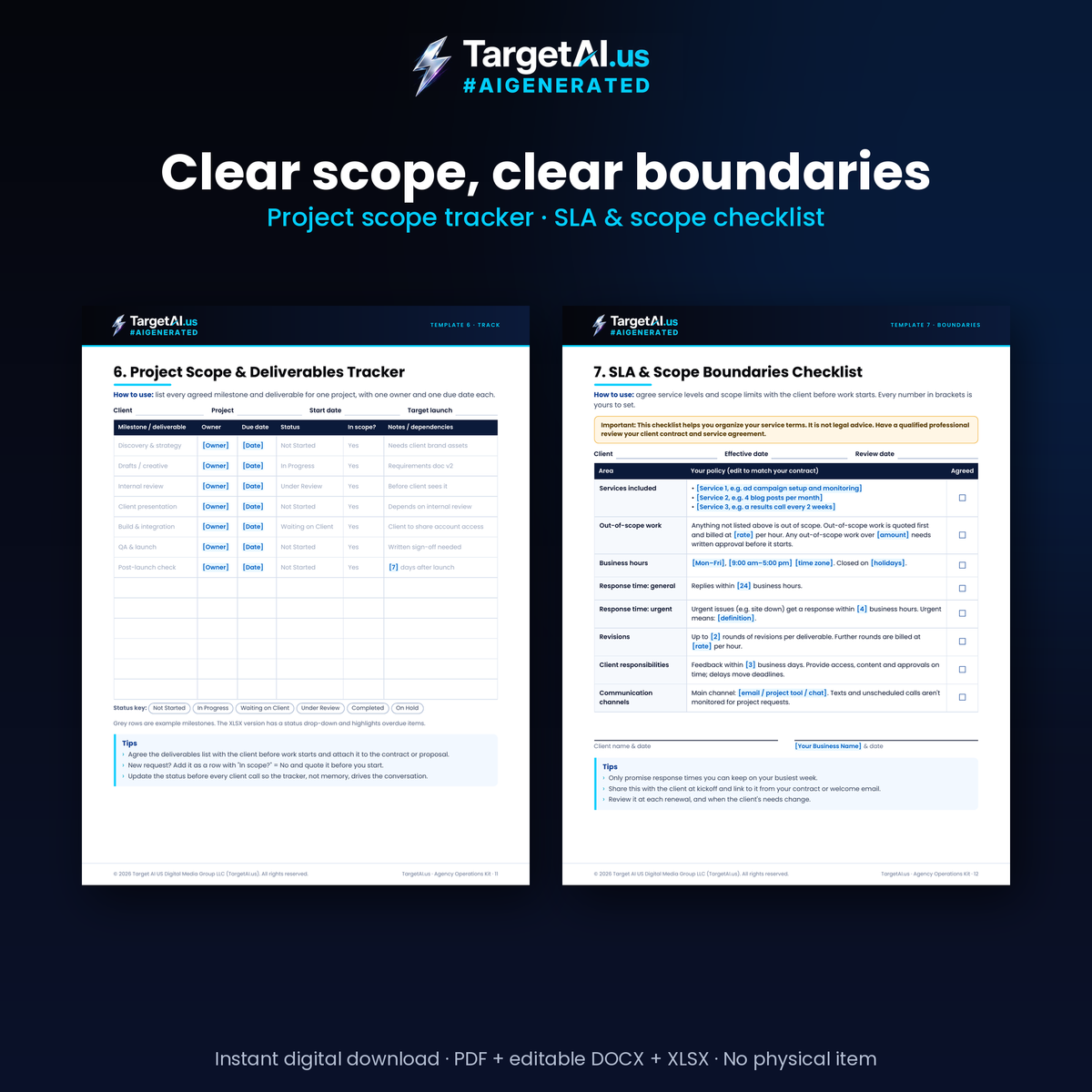 Agency Operations Template Kit: SOP Template, Status & Client Reports, Scope Tracker, SLA Checklist and Tools Inventory