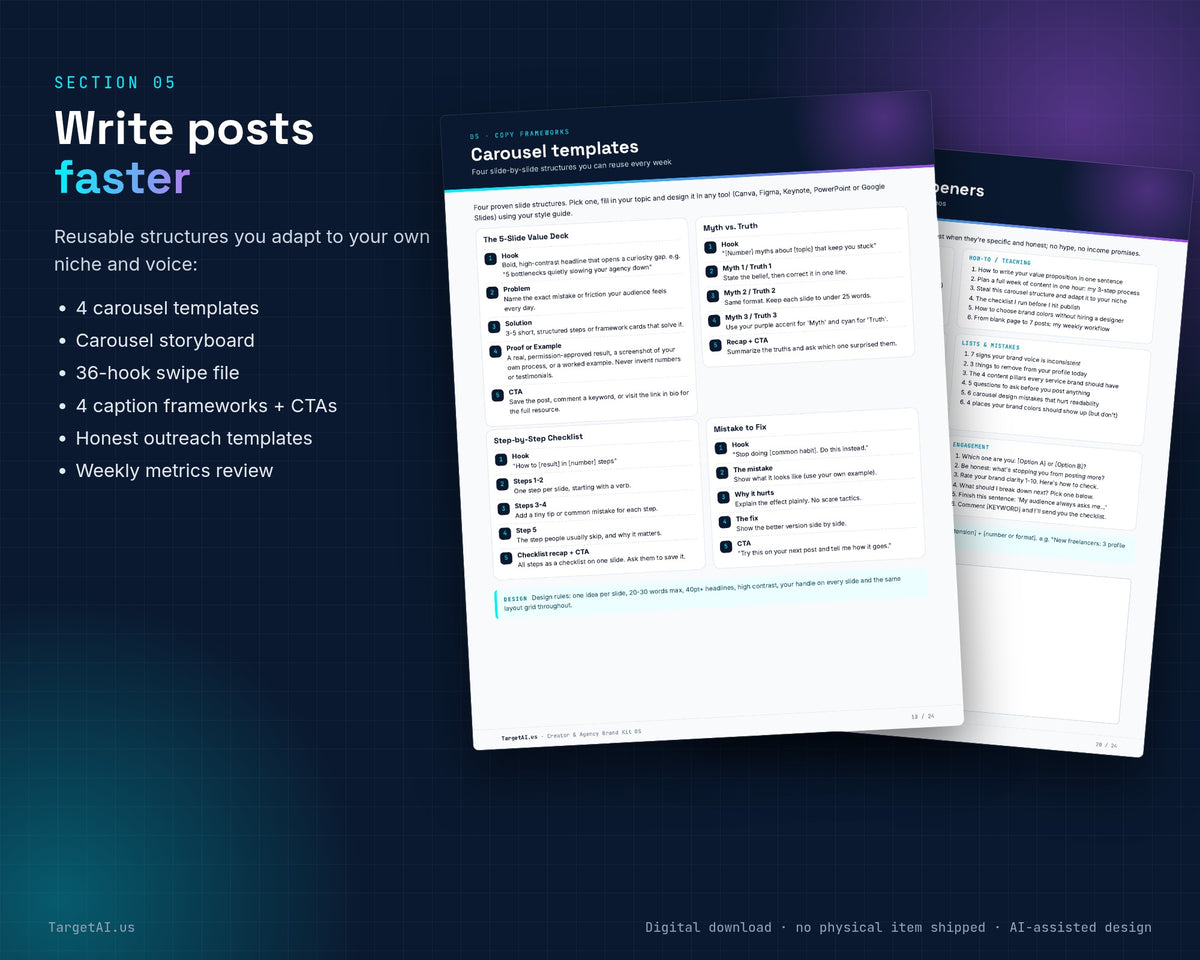 The Creator & Agency Brand Kit OS: Brand Workbook + 4-Week Content Planner