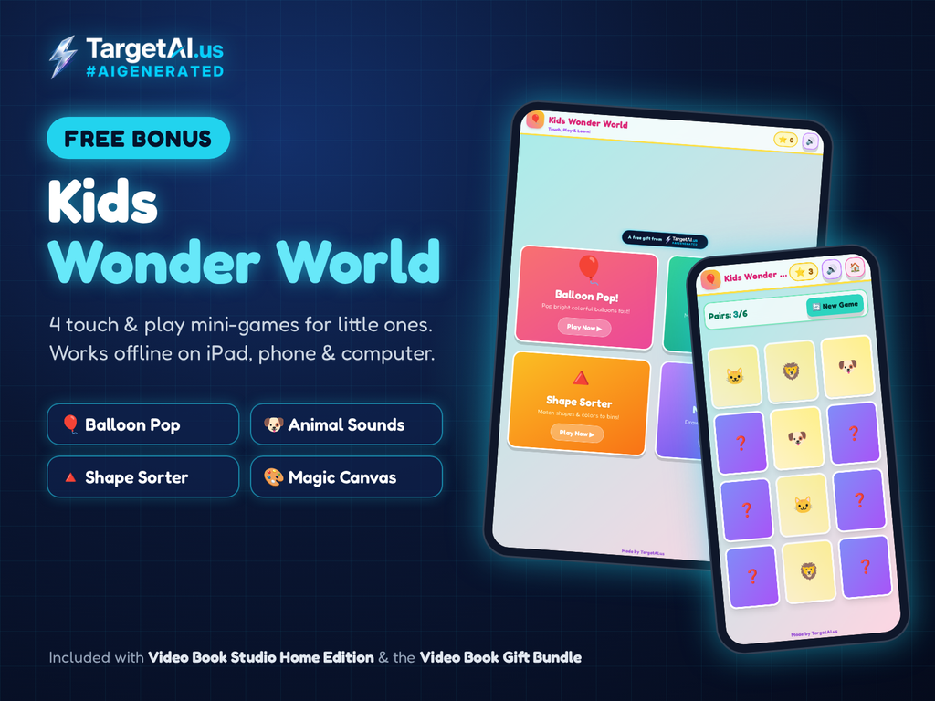 FREE BONUS: Kids Wonder World touch-and-play kids game