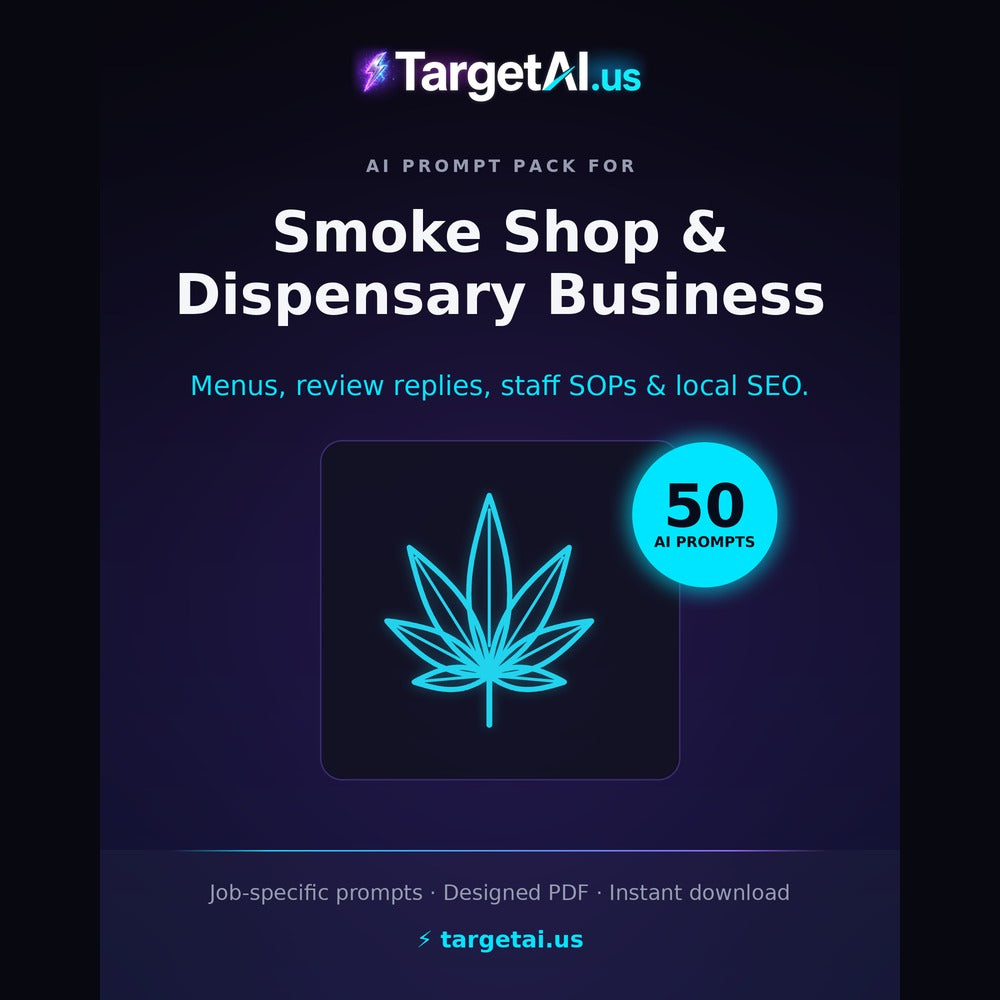 50 AI Prompts for Smoke Shop & Dispensary Business – Run & Market Your Store with AI