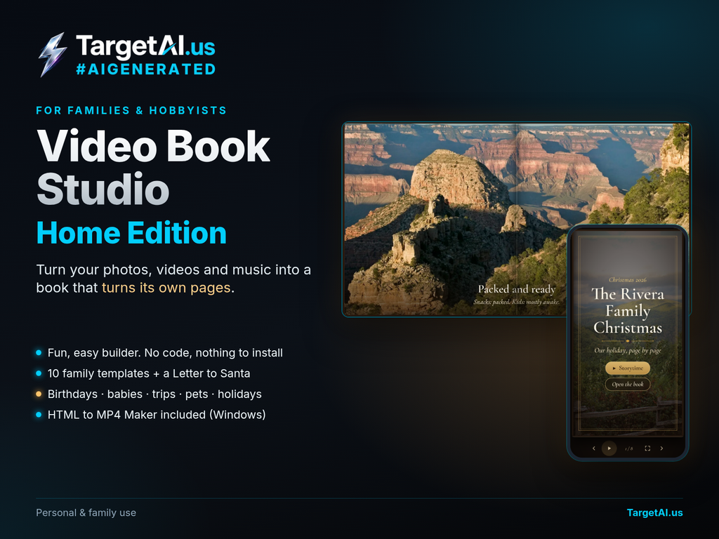 Video Book Gift Bundle cover: Home Edition plus StudioCut Pro by TargetAI.us