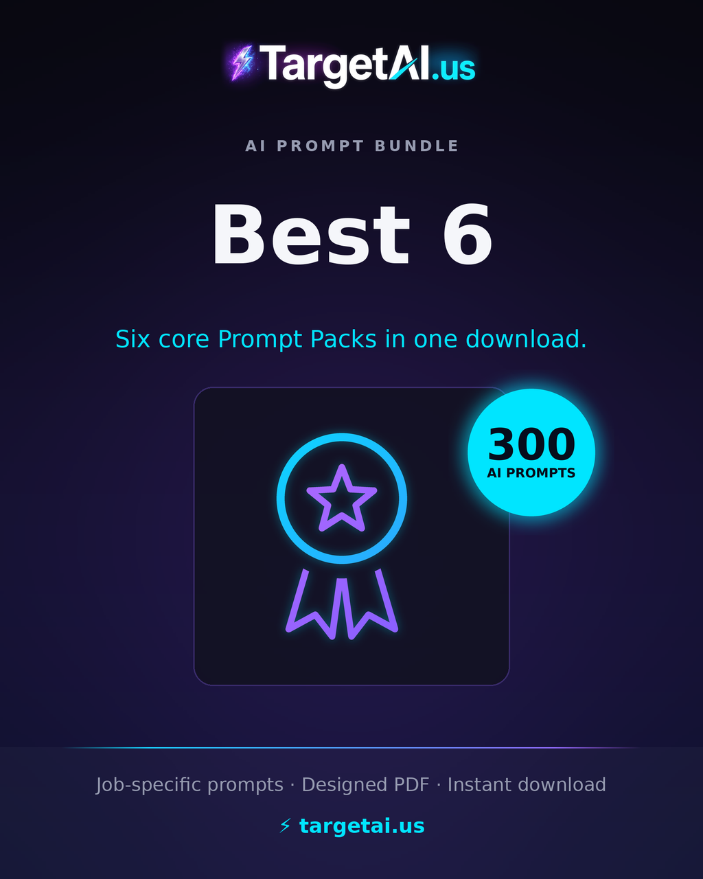 TargetAI Best 6 – Our 6 Top-Selling AI Prompt Packs in One Bundle | TargetAI