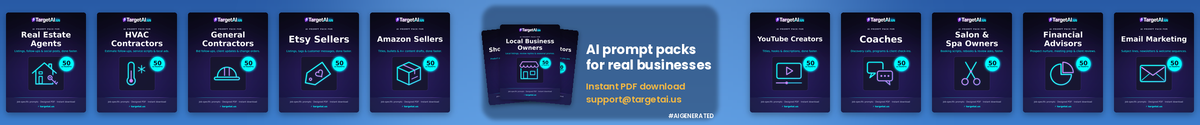 AI prompt packs for real businesses. Instant PDF download. support@targetai.us