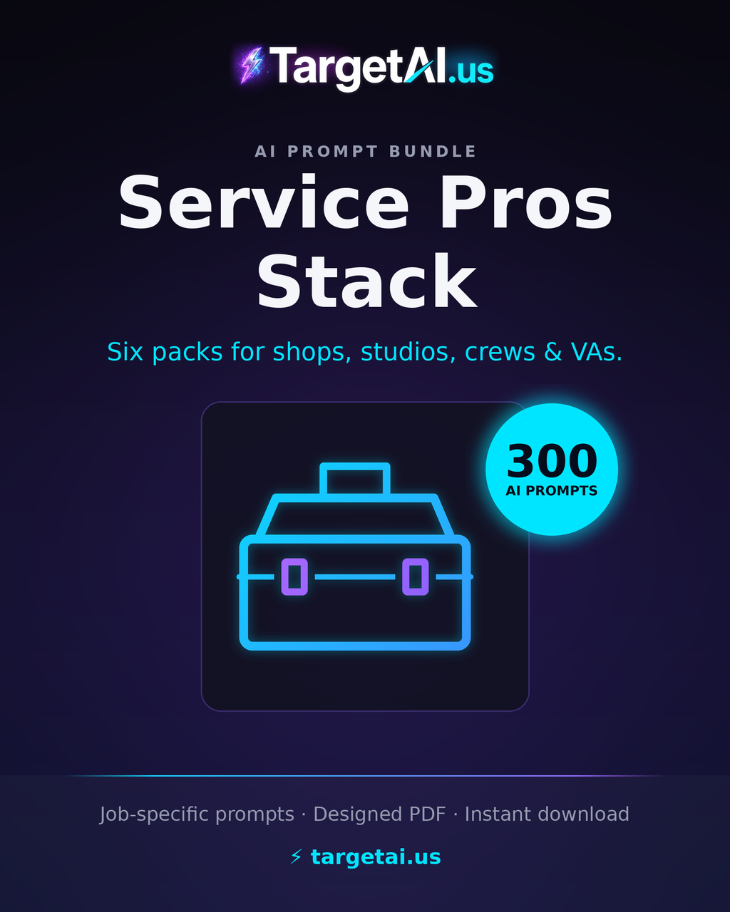 TargetAI Service Pros Stack – 6 AI Prompt Packs for Service Businesses | TargetAI