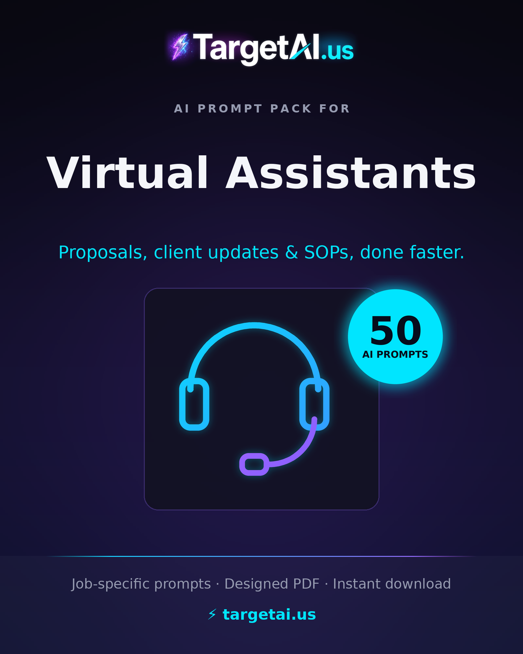 50 Prompts for Virtual Assistants – Work Smarter & Win More Clients with AI | TargetAI